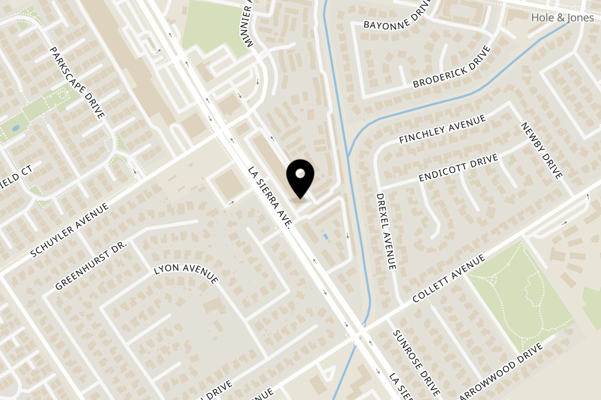 Map showing the location of Pupuseria La Sierra Riverside on 4505 La Sierra Ave in Riverside