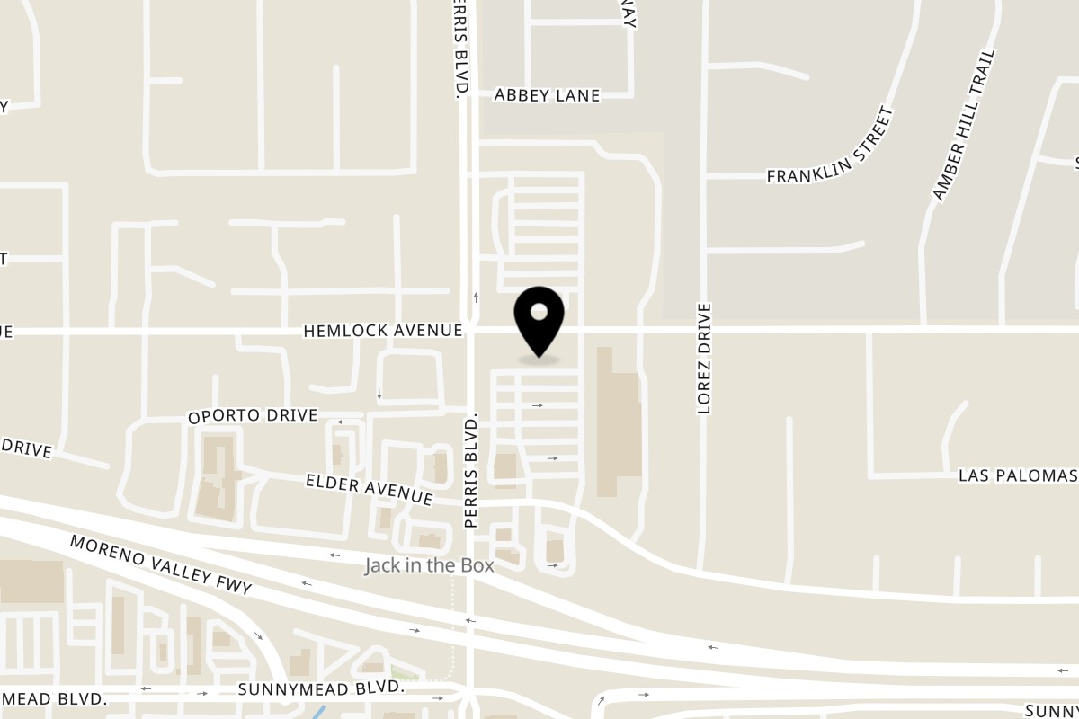Map showing the location of Pupuseria La Sierra Moreno Valley on 12256 Perris Blvd in Moreno Valley